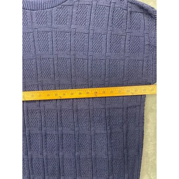 VTG CC Hughes Men's Pullover Sweater Windowpane XL Long‎ Sleeve Navy Blue - Picture 2 of 7